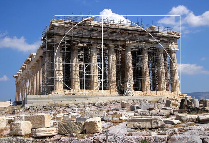 The golden ratio in the Parthenon