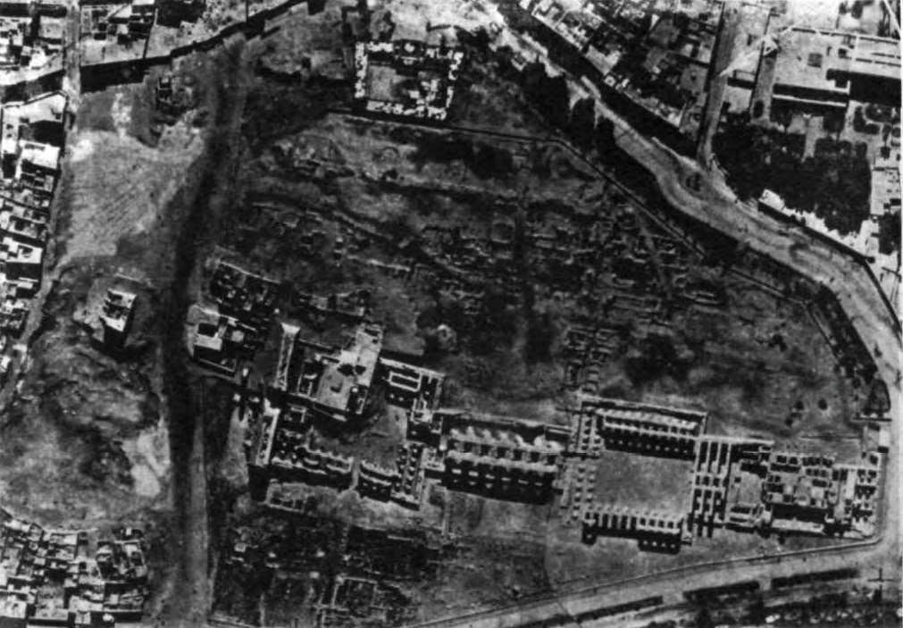 Aerial view of the Temple of Luxor taken about 1948