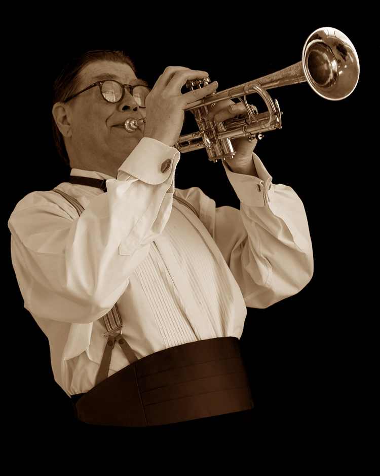Peter Milley, playing trumpet